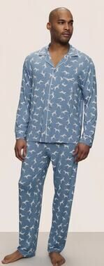 Eberjey Men's M William Printed Tencel Modal Long Sleeve PJ Top T3-12